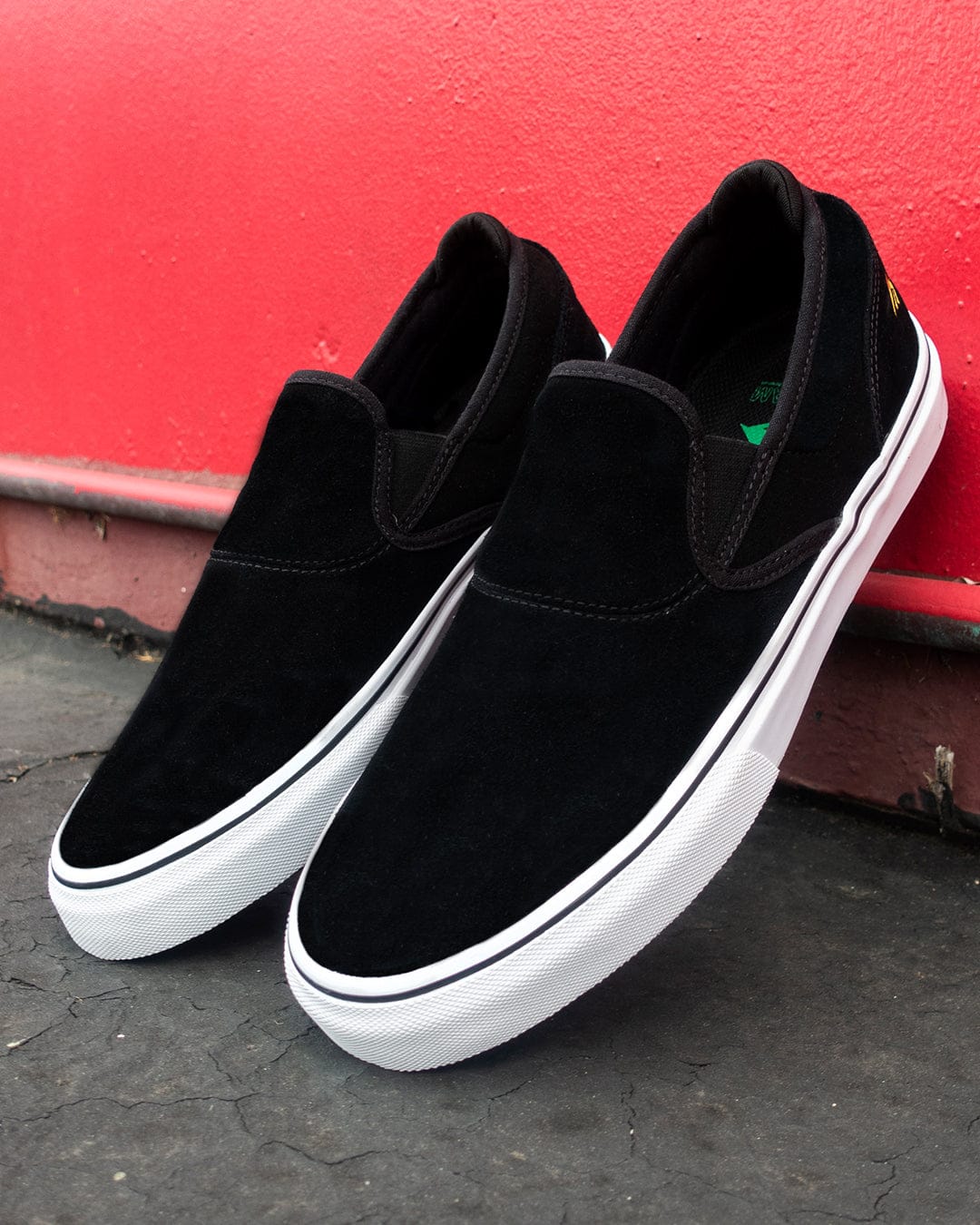 エメリカ EMERICA スケート シューズ WINO G6 SLIP-ON x INDEPENDENT SHOES スウェード BLACK/WHITE NO222 Wino G6 Slip-On Youth Skate Low-Top Vulcanized 19.99 | Emerica