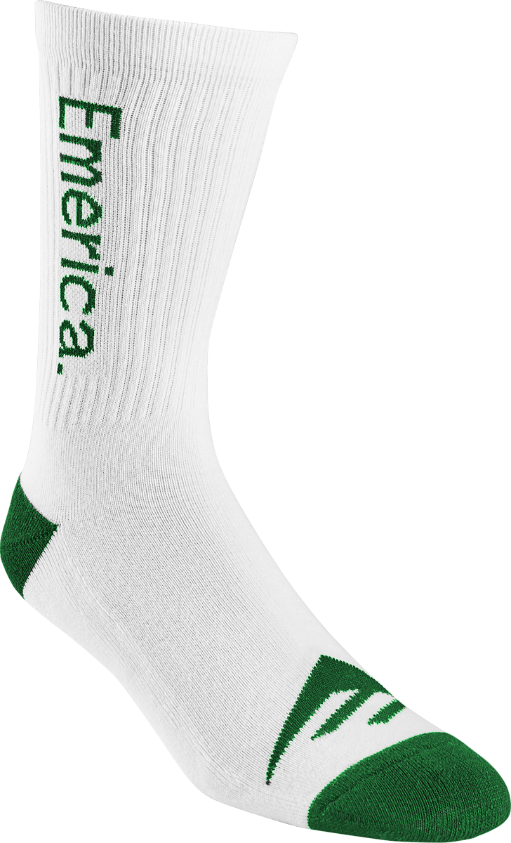 pure crew sock - socks - white/green - emerica