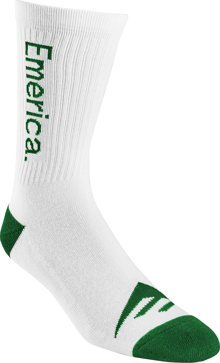 Emerica WHITE/GREEN / ONE SIZE PURE CREW SOCK